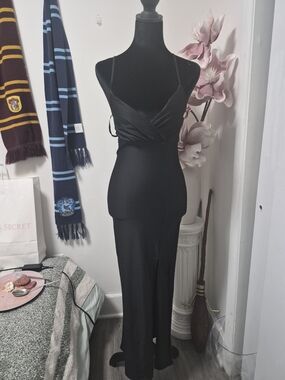 Popular Basics Black V-Neck Slip Maxi Dress